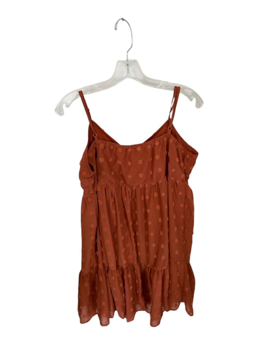 Entro Size L Rust Polyester Spaghetti Strap Swiss Dot Midi Dress Rust / L