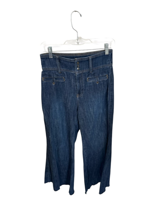 Pilcro Size 26 Dark Wash Cotton Blend High Waist Snap buttons Wide Leg Jeans Dark Wash / 26