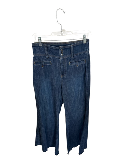 Pilcro Size 26 Dark Wash Cotton Blend High Waist Snap buttons Wide Leg Jeans Dark Wash / 26