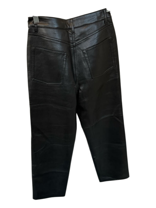 Wilfred Size 2 Black Vegan Leather High Waist Straight Leg Pants Black / 2