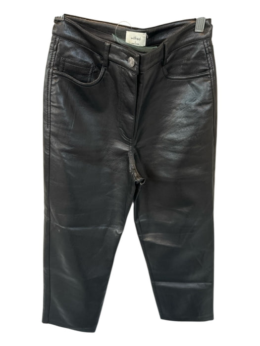 Wilfred Size 2 Black Vegan Leather High Waist Straight Leg Pants Black / 2