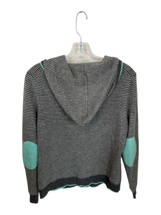Peck & Peck Size M Gray & Blue Cashmere Hood Striped Full Zip Sweater Gray & Blue / M