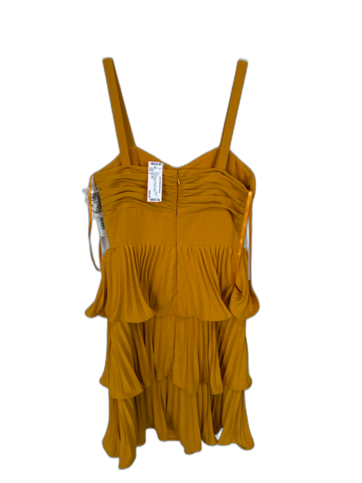 Gianni Bini Size 2 Mustard Polyester Sleeveless Acordian Pleated Tiered Dress Mustard / 2