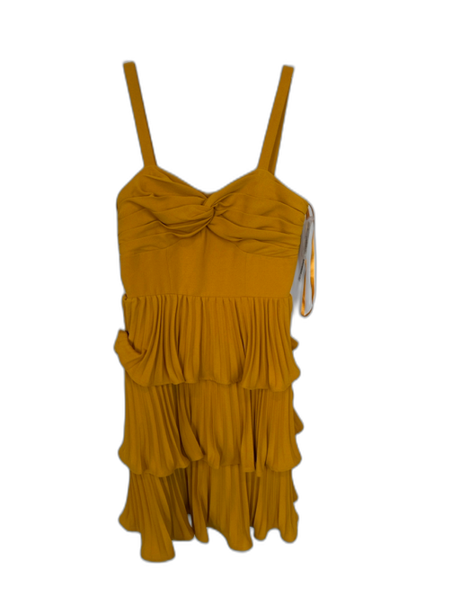 Gianni Bini Size 2 Mustard Polyester Sleeveless Acordian Pleated Tiered Dress Mustard / 2