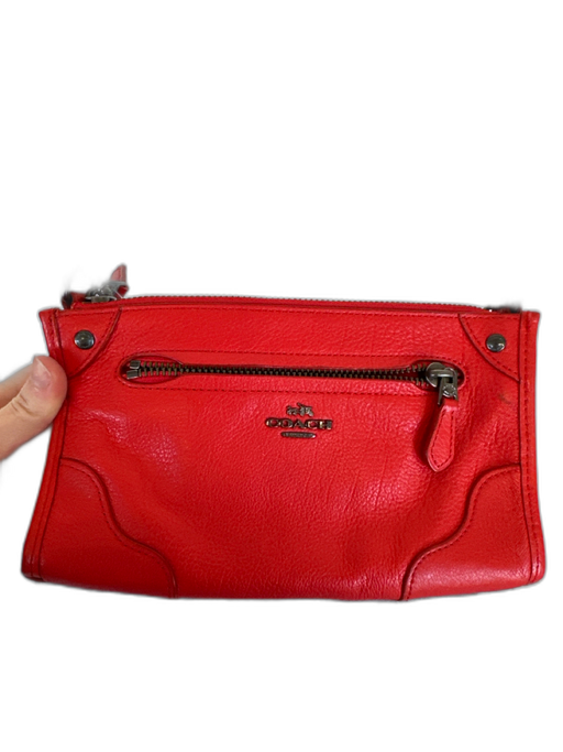 Coach Red & Black Leather Chain Strap Crossbody Bag Red & Black / S