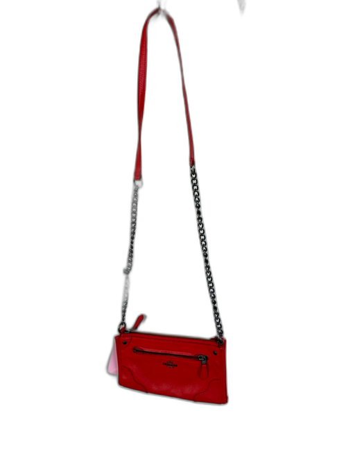 Coach Red & Black Leather Chain Strap Crossbody Bag Red & Black / S
