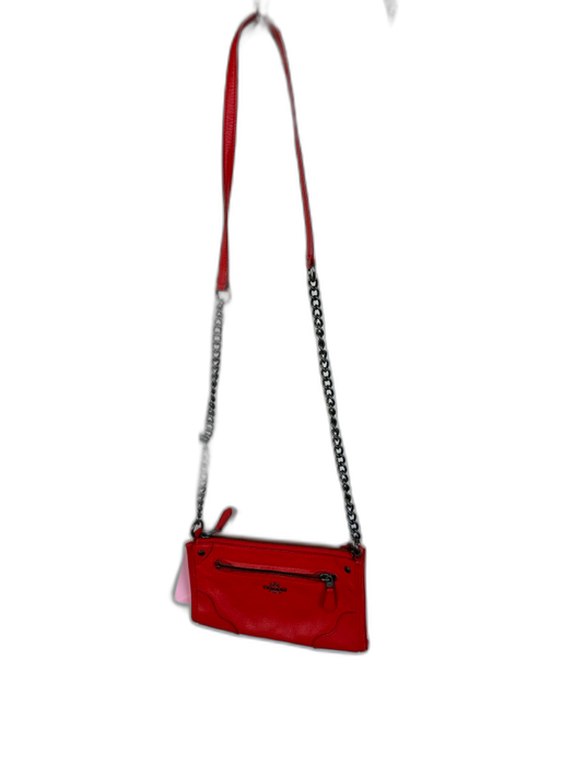 Coach Red & Black Leather Chain Strap Crossbody Bag Red & Black / S