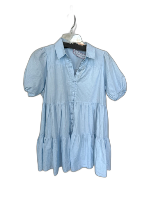 Talulah Size S Baby Blue Rayon Short Balloon Sleeve Collar Buttons Dress Baby Blue / S
