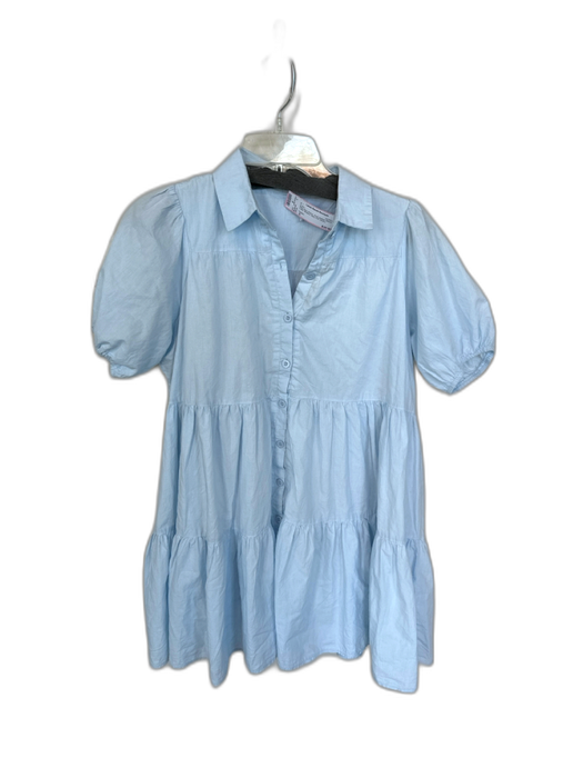 Talulah Size S Baby Blue Rayon Short Balloon Sleeve Collar Buttons Dress Baby Blue / S