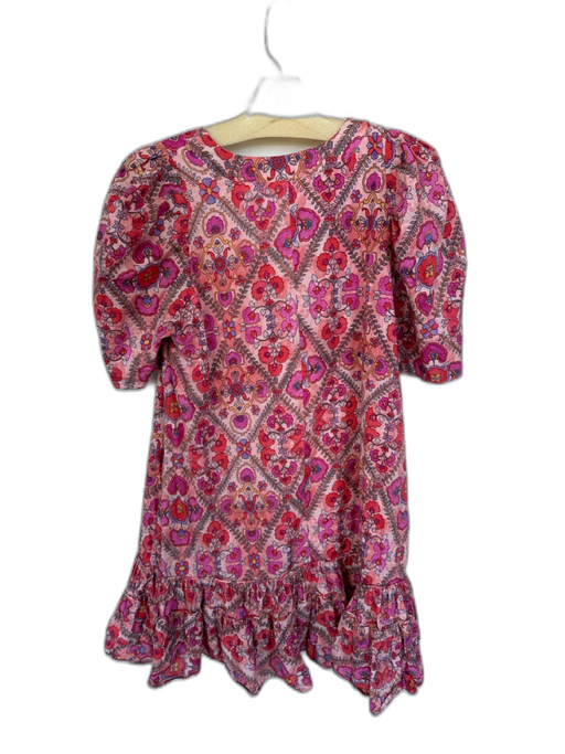 Karlie Size S Peach & Purple Print Cotton Short Sleeve Botanical V Neck Dress Peach & Purple Print / S