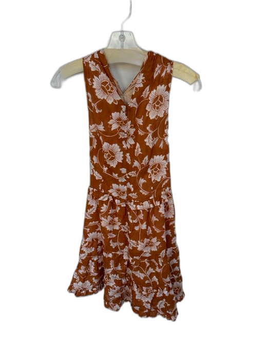 By Anthropologie Size 8 Brown & Cream Cotton Blend Sleeveless Flowers Dress Brown & Cream / 8