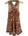 By Anthropologie Size 8 Brown & Cream Cotton Blend Sleeveless Flowers Dress Brown & Cream / 8