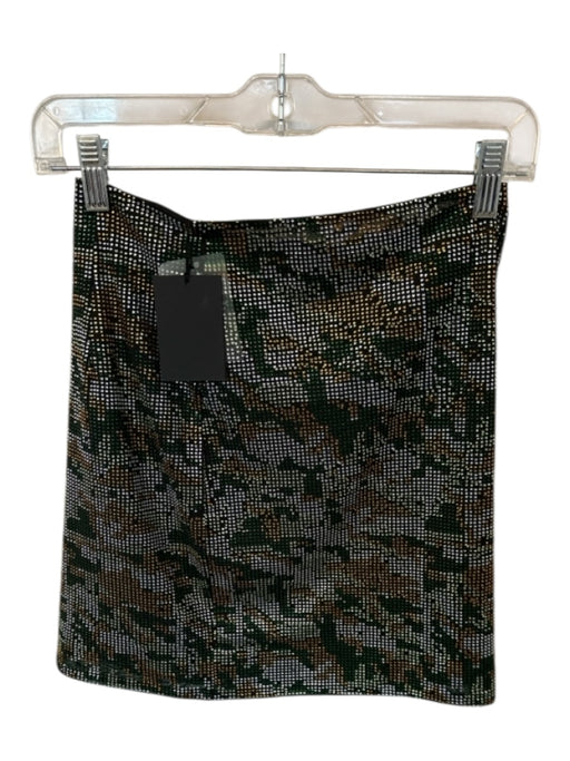 NBD Size M Black & Green studded Back Zip Mini Skirt Black & Green / M