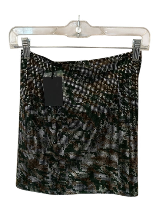 NBD Size M Black & Green studded Back Zip Mini Skirt Black & Green / M