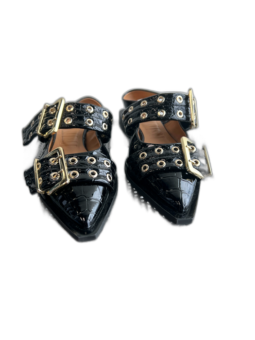 Ganni Shoe Size 39 Black Patent Leather Pointed Toe Slingback Flat Shoes Black / 39