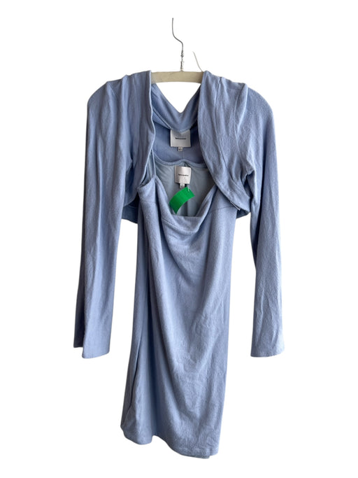 Reformation Size L Light Blue Tencel Blend Spaghetti Strap Knit Body Con Dress Light Blue / L