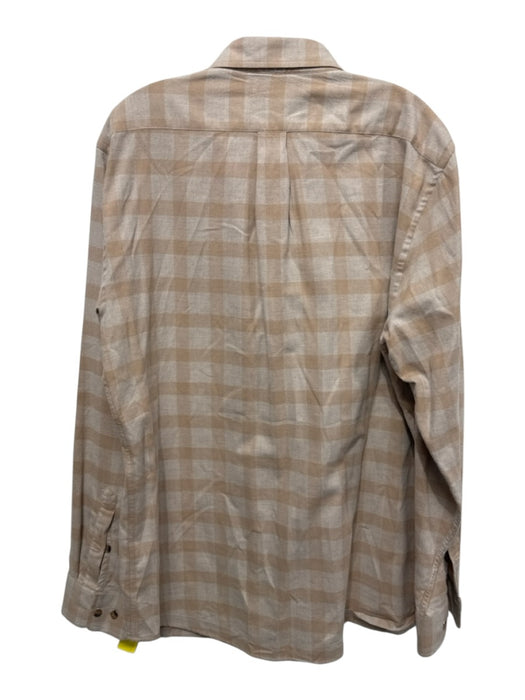 Tom Beckbe Size L Tan & Beige Cotton Blend Plaid Flannel Men's Long Sleeve Shirt Tan & Beige / L