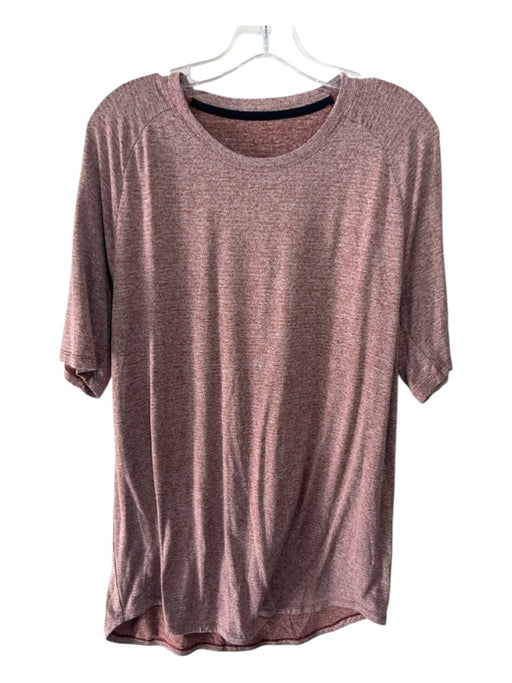 Lululemon Size Est L Red Synthetic Heathered Athletic Curved Hem Short Sleeve Red / Est L