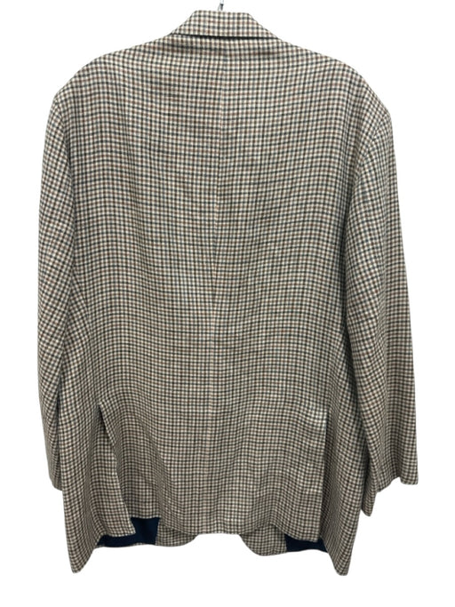 Sid Mashburn Tan & Green Print Wool Blend Plaid 2 Button Men's Blazer Tan & Green Print / 48