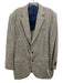 Sid Mashburn Tan & Green Print Wool Blend Plaid 2 Button Men's Blazer Tan & Green Print / 48