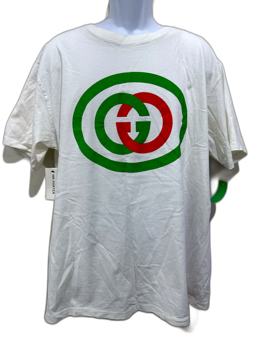Gucci NWT Size XXL White & Multi Cotton Graphic Men's Short Sleeve White & Multi / XXL
