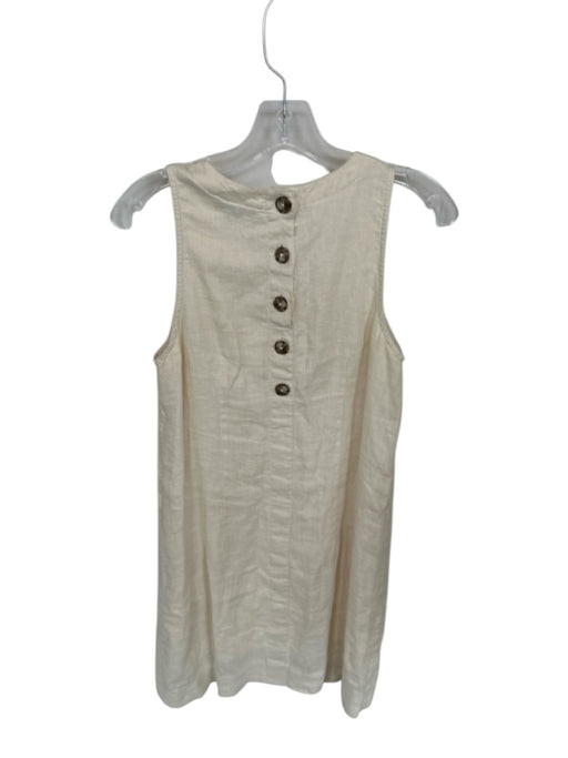 J Crew Size XS Cream Linen Button Detail High Neck Mini Dress Cream / XS