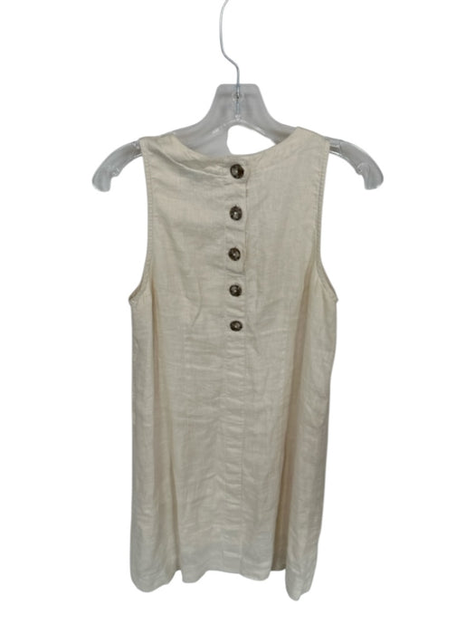 J Crew Size XS Cream Linen Button Detail High Neck Mini Dress Cream / XS