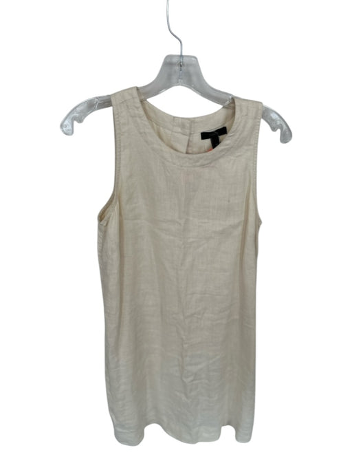 J Crew Size XS Cream Linen Button Detail High Neck Mini Dress Cream / XS