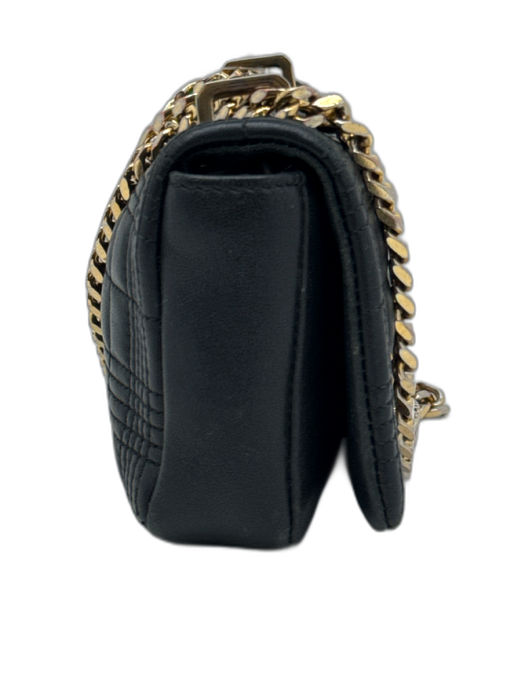 Burberry Black & Gold Leather Quilted Gold Chain Crossbody Bag Black & Gold / Mini