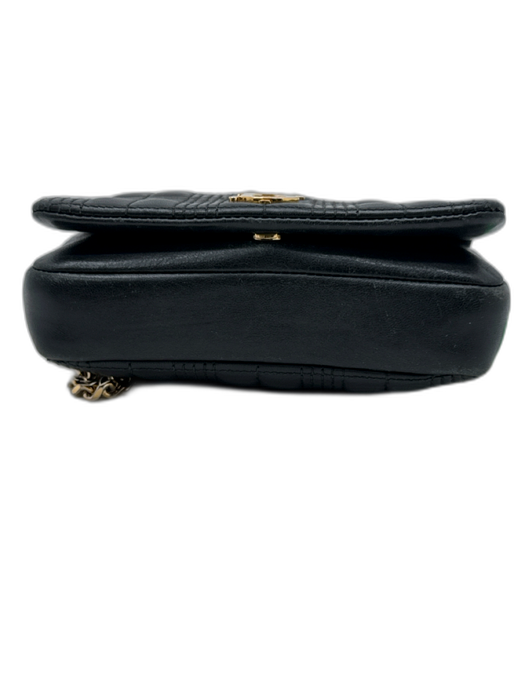 Burberry Black & Gold Leather Quilted Gold Chain Crossbody Bag Black & Gold / Mini