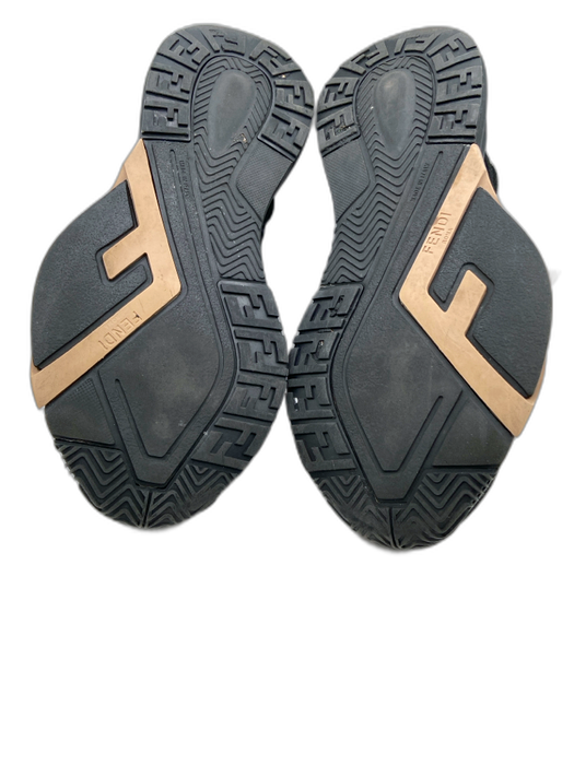 Fendi Shoe Size 36 Black & Peach Synthetic Logo Zip Detail Lace Up Sneakers Black & Peach / 36