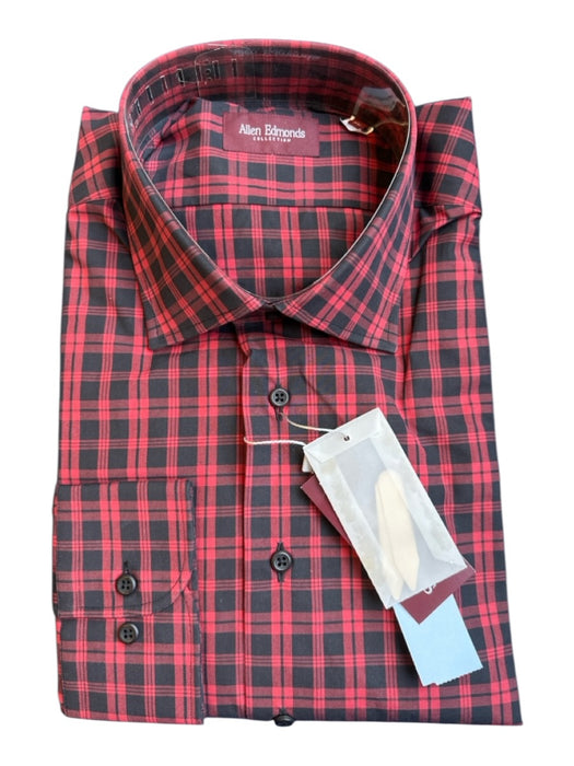 Allen Edmonds NWT Size XL Red & Black Cotton Plaid Button Down Men's Shirt Red & Black / XL
