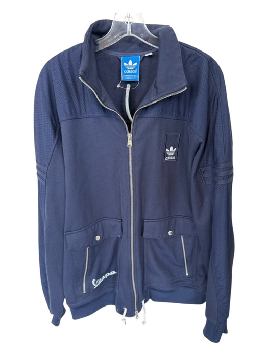 Adidas Size XL Navy Polyester Blend Perforated Full Zip Athletic Men's Jacket Navy / XL