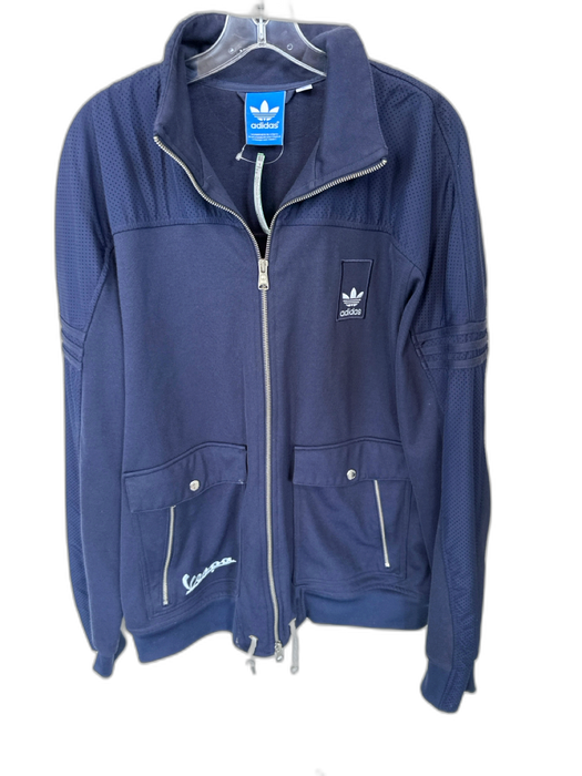 Adidas Size XL Navy Polyester Blend Perforated Full Zip Athletic Men's Jacket Navy / XL
