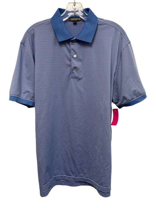 Peter Millar Size M Blue & Pink Polyester Striped Polo Men's Short Sleeve Blue & Pink / M