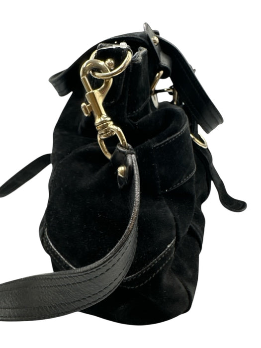 Bally Black Suede leather Gold hardware Hand & Crossbody Zip Close Heavy Bag Black / L