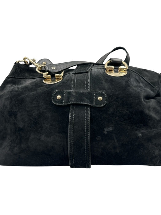 Bally Black Suede leather Gold hardware Hand & Crossbody Zip Close Heavy Bag Black / L