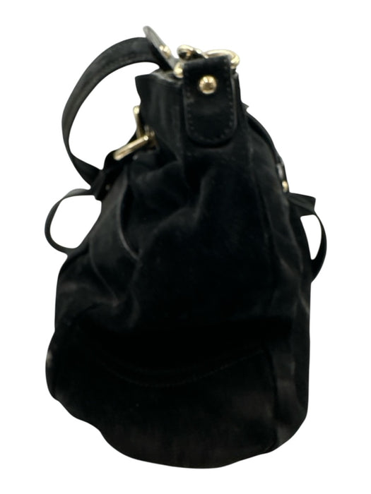 Bally Black Suede leather Gold hardware Hand & Crossbody Zip Close Heavy Bag Black / L