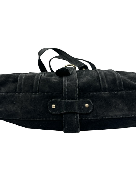 Bally Black Suede leather Gold hardware Hand & Crossbody Zip Close Heavy Bag Black / L