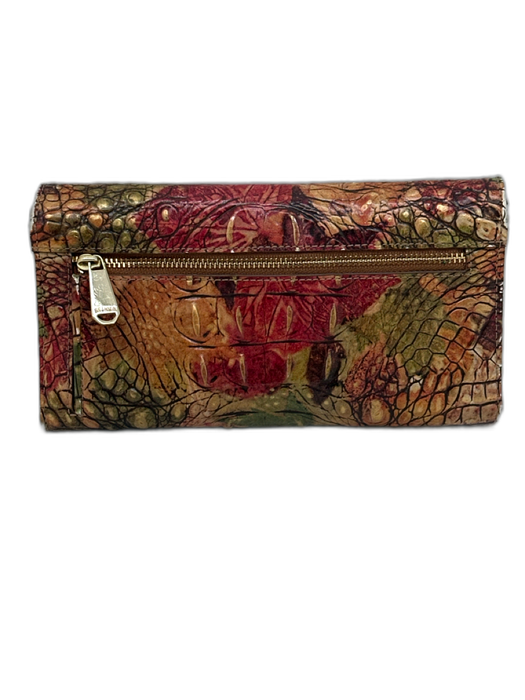 Brahmin Red, Green, Orange Leather Clutch Croc Embossed Clutch Wallets Red, Green, Orange