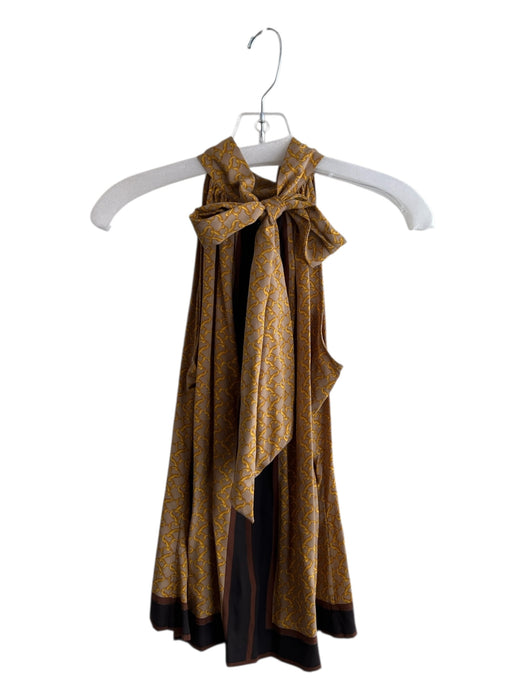 Michael Kors Size 12 Yellow & Beige 100% Silk Sleeveless Halter Neck Top Yellow & Beige / 12
