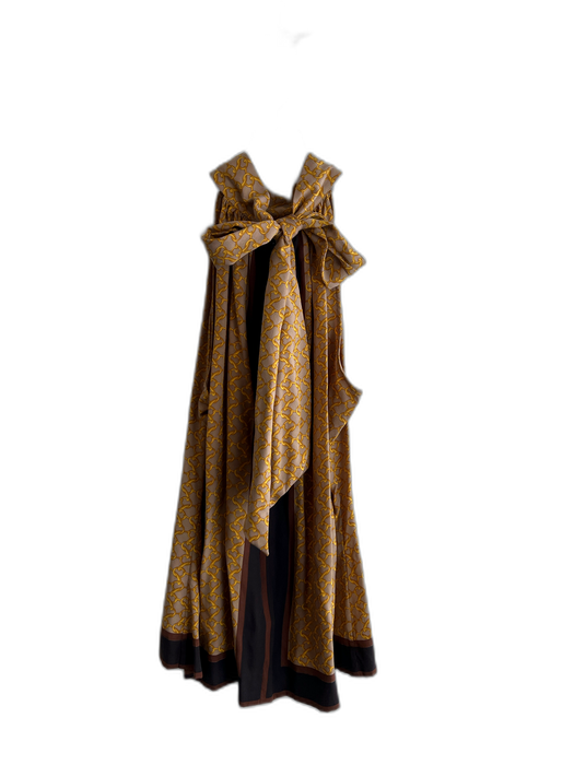 Michael Kors Size 12 Yellow & Beige 100% Silk Sleeveless Halter Neck Top Yellow & Beige / 12