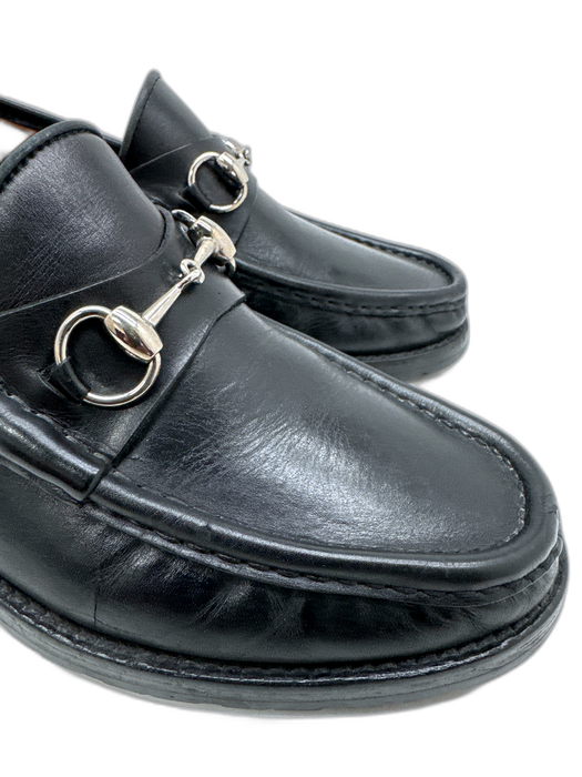 Gucci Shoe Size 8D Black Leather Solid Stacked Heel Dress Men's Shoes Black / 8D