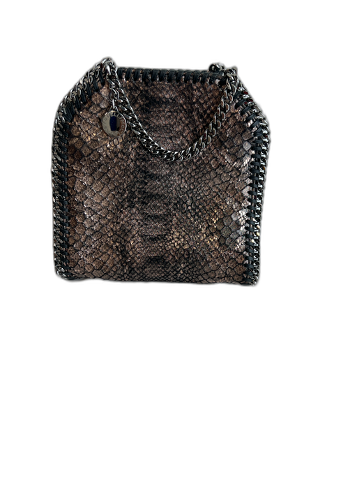 Stella McCartney Metallic Snakeskin Diamond Cut chain trim Snap Closure Bag Metallic / Small