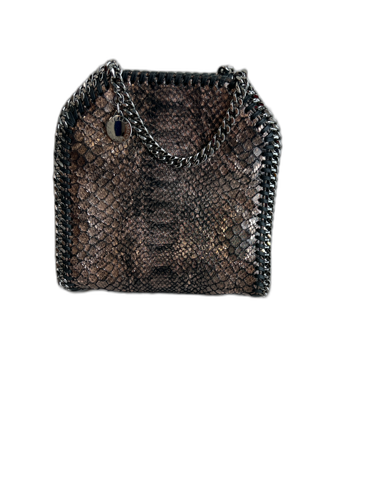 Stella McCartney Metallic Snakeskin Diamond Cut chain trim Snap Closure Bag Metallic / Small