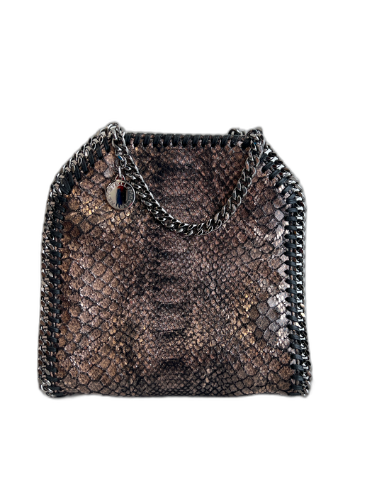 Stella McCartney Metallic Snakeskin Diamond Cut chain trim Snap Closure Bag Metallic / Small