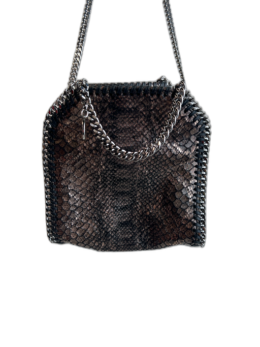 Stella McCartney Metallic Snakeskin Diamond Cut chain trim Snap Closure Bag Metallic / Small