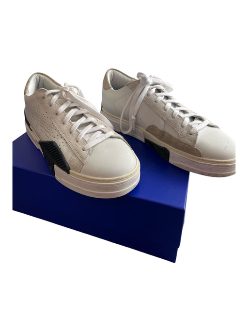 P448 Shoe Size 9 White Beige Black Leather Almond Toe lace up Suede Detail Shoes White Beige Black / 9