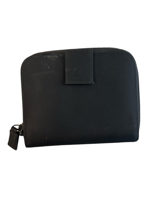 Prada Black Nylon Zip & Button Logo Card Slots Compact Wallets Black