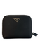 Prada Black Nylon Zip & Button Logo Card Slots Compact Wallets Black
